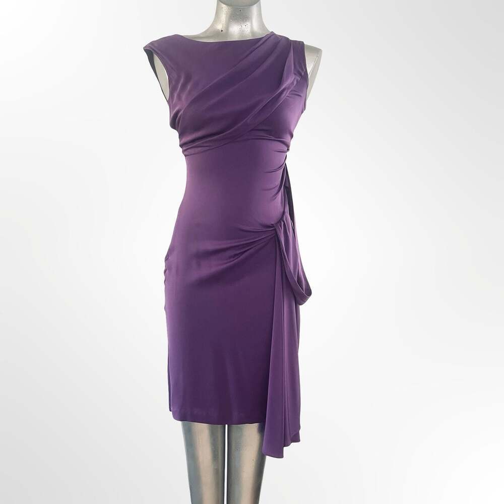 Diane von Furstenberg Sleeveless Ruched Jersey Sheath Dress in Purple