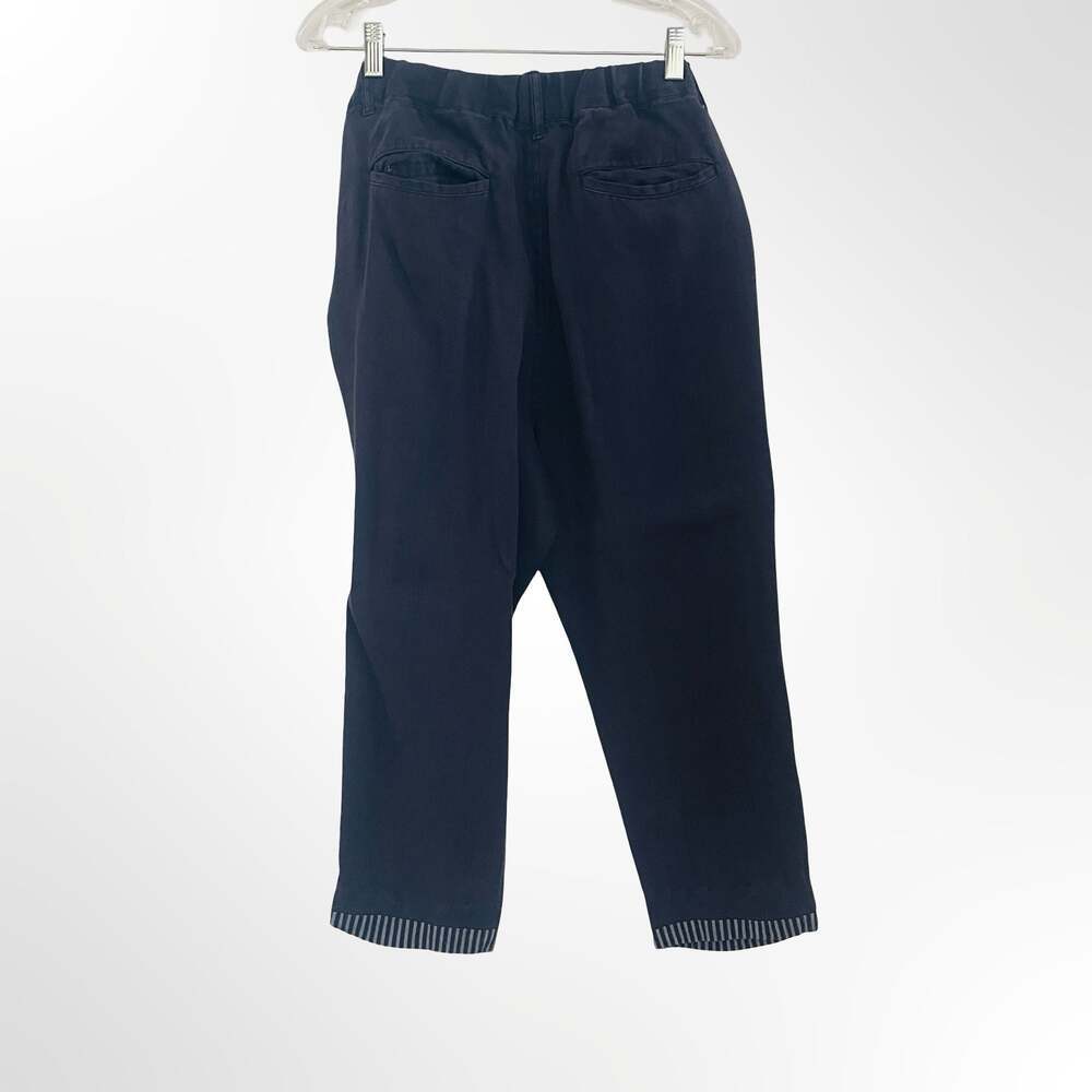 Journal Standard Luxe 100% Linen Cropped Harem Pants with Striped Cuffs