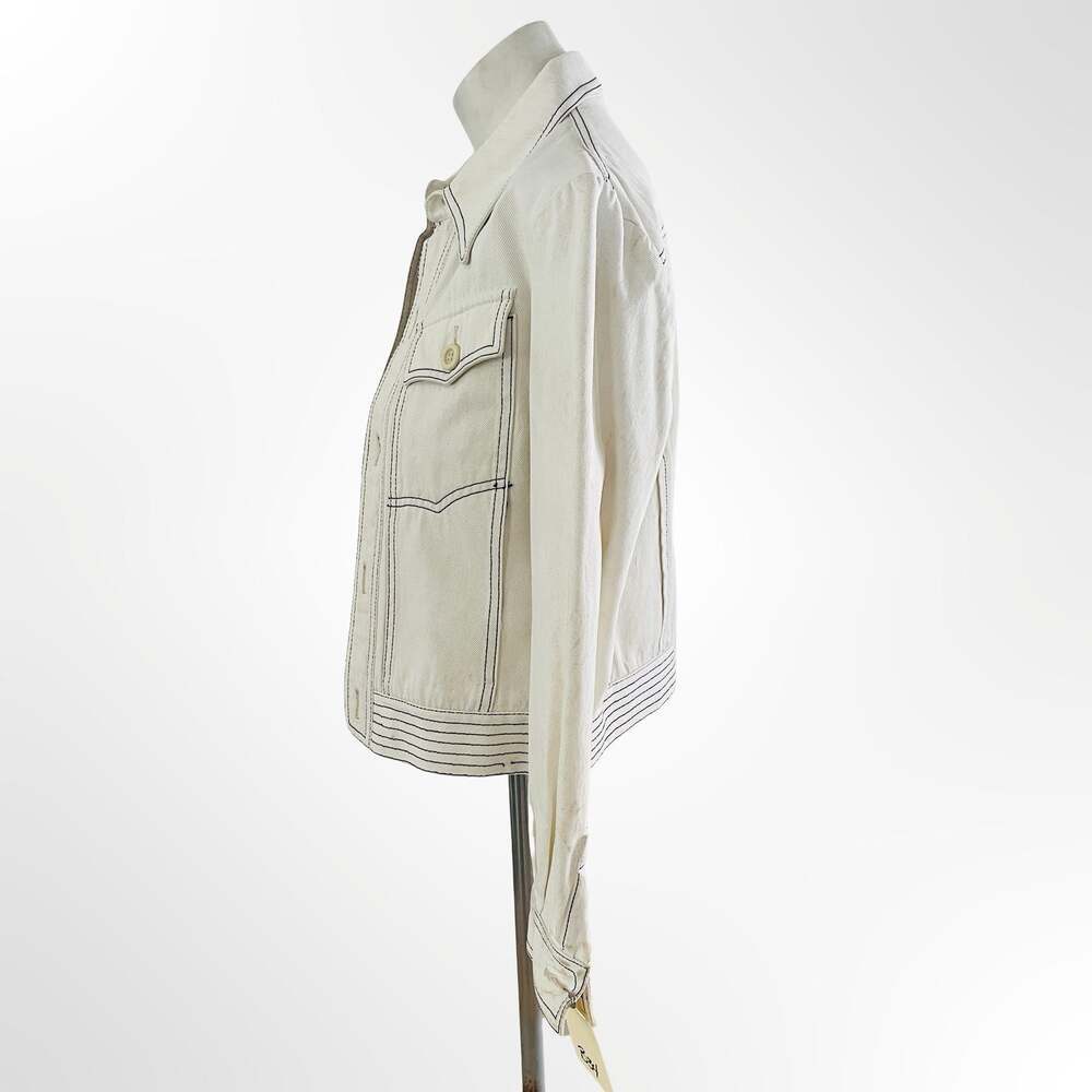 Vintage Induyco Cream Denim Jacket with Contrast Stitching