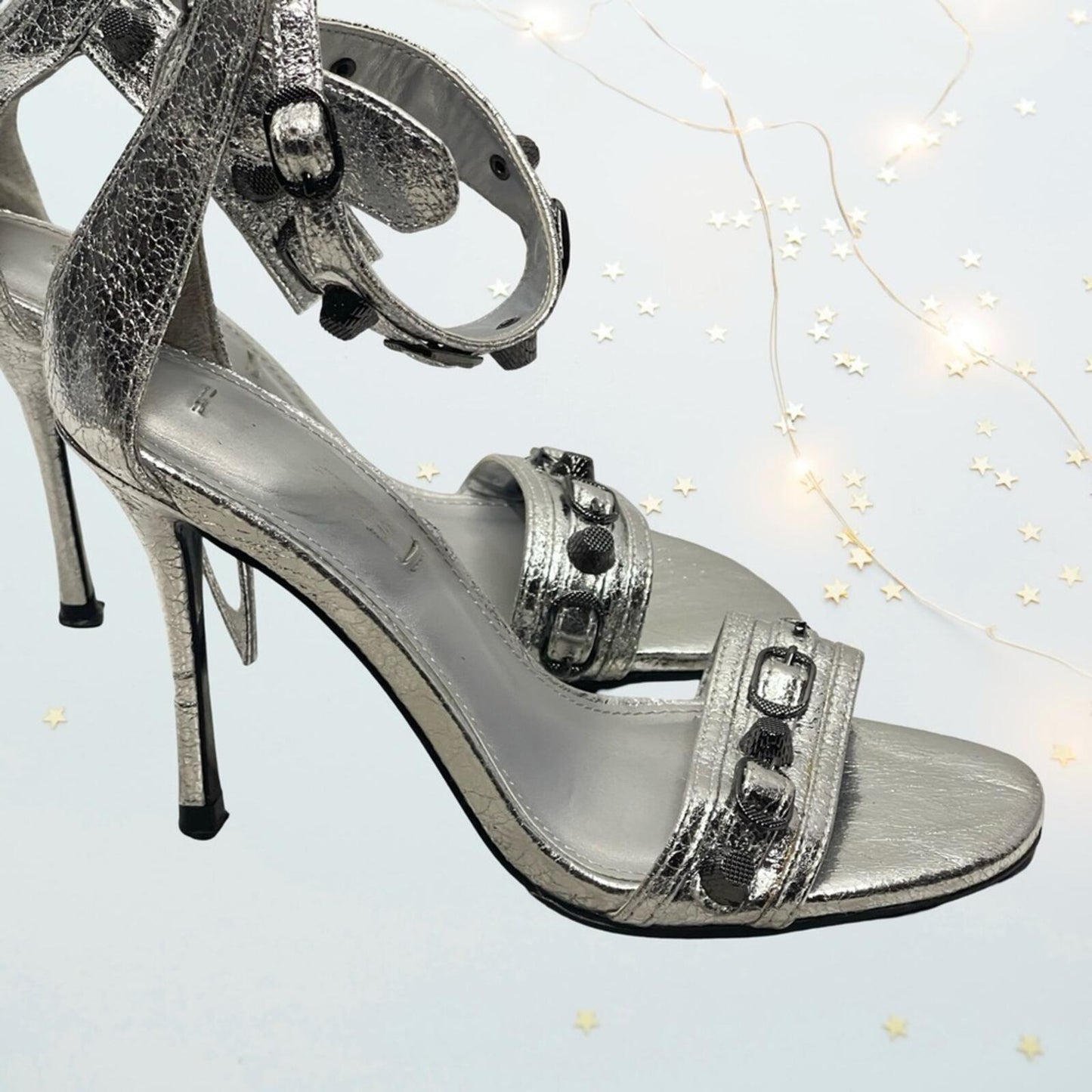 Glamorous Silver Ankle Strap Heels in size 7.5