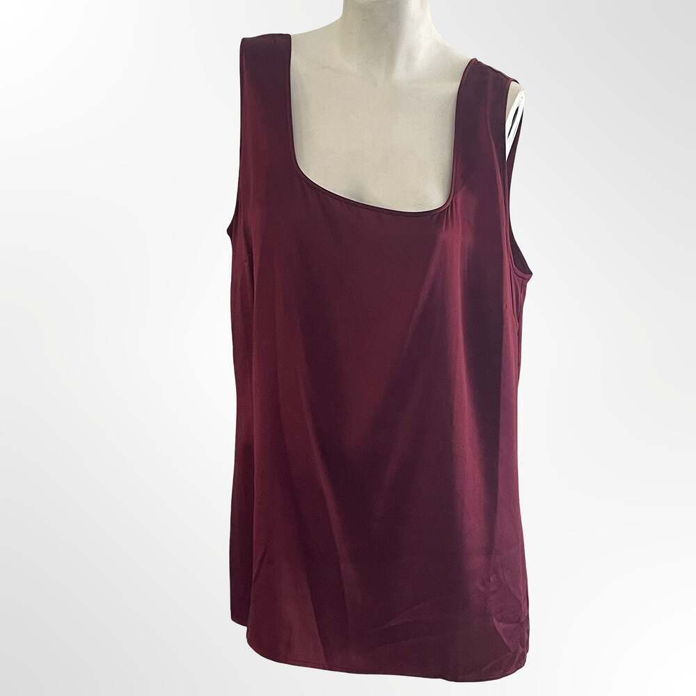 Ravella Fiora 100% Pure Silk Tank Top in Burgundy