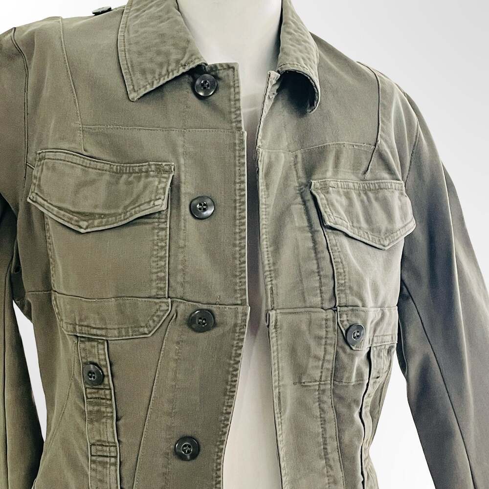 MAYER Women's Olive Green Military Style Button-Down Utility Jacket