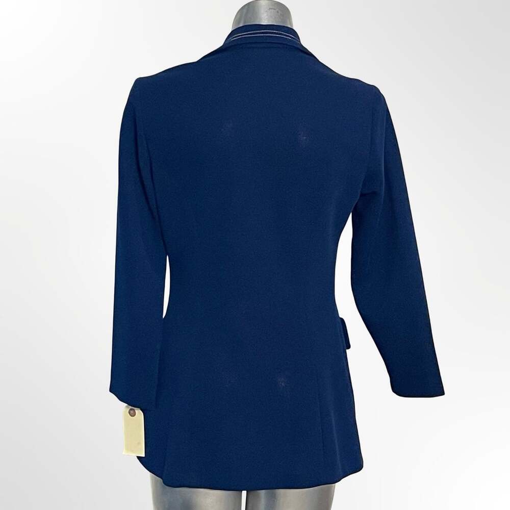 Vintage 1970s First Edition Dallas Blue Contrast Stitch Blazer Jacket Size 10