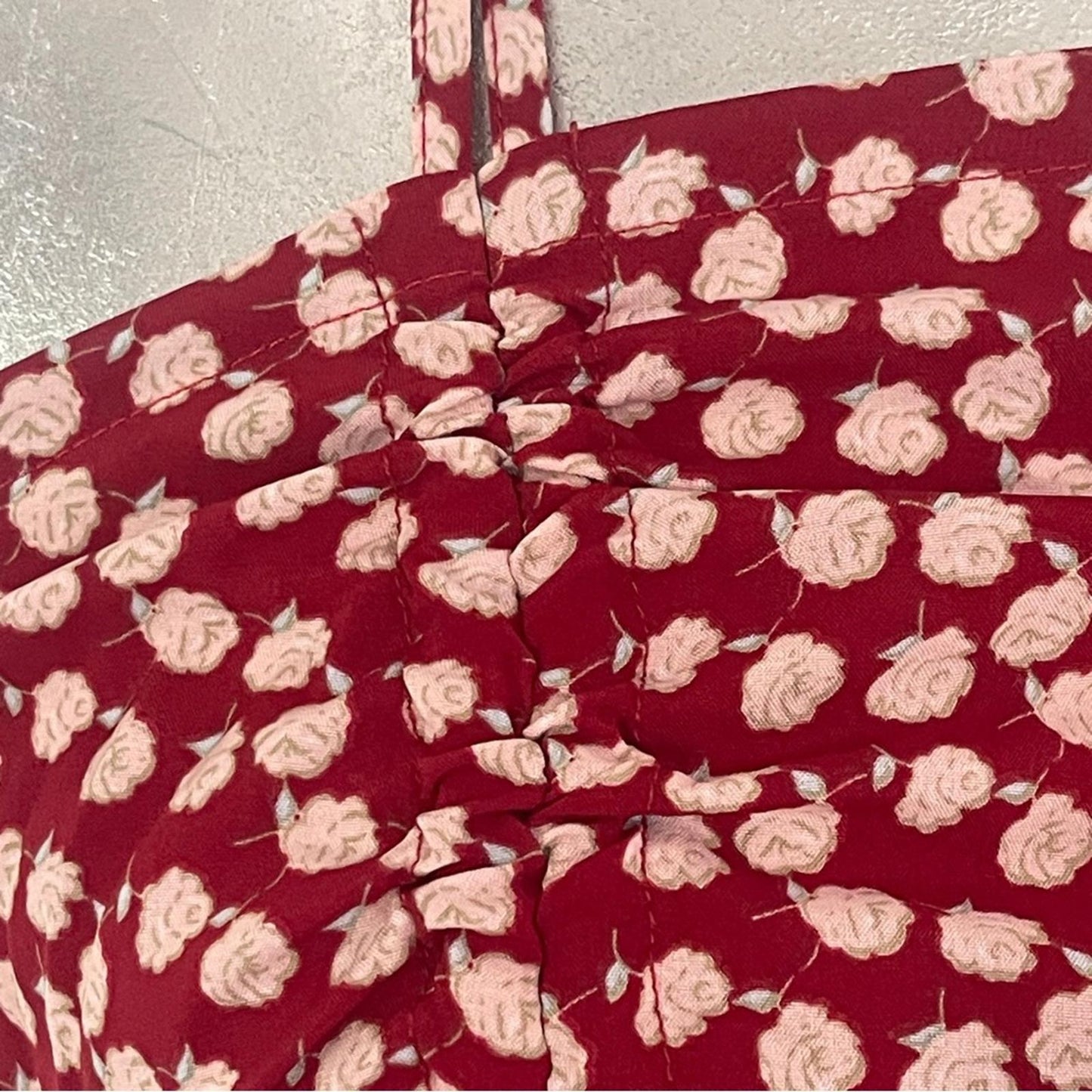 SHEIN Red Halter Crop Top with Cream Floral Dots