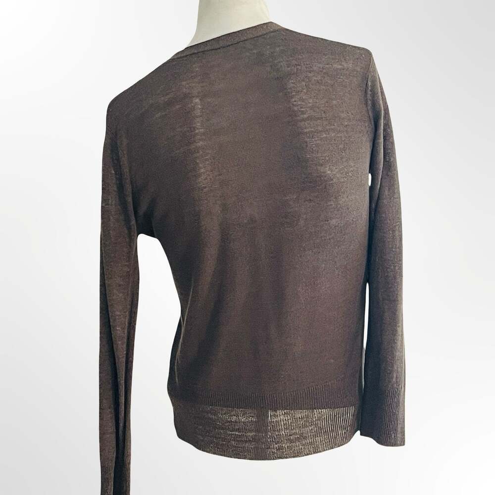 Unbranded Brown V-Neck Long Sleeve Button-Front Lightweight Cardigan Sweater