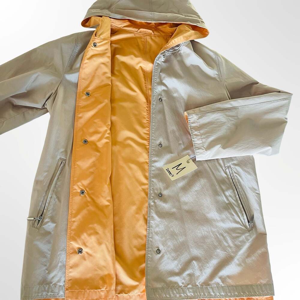 Reversible Hooded Rain Jacket, Beige and Orange