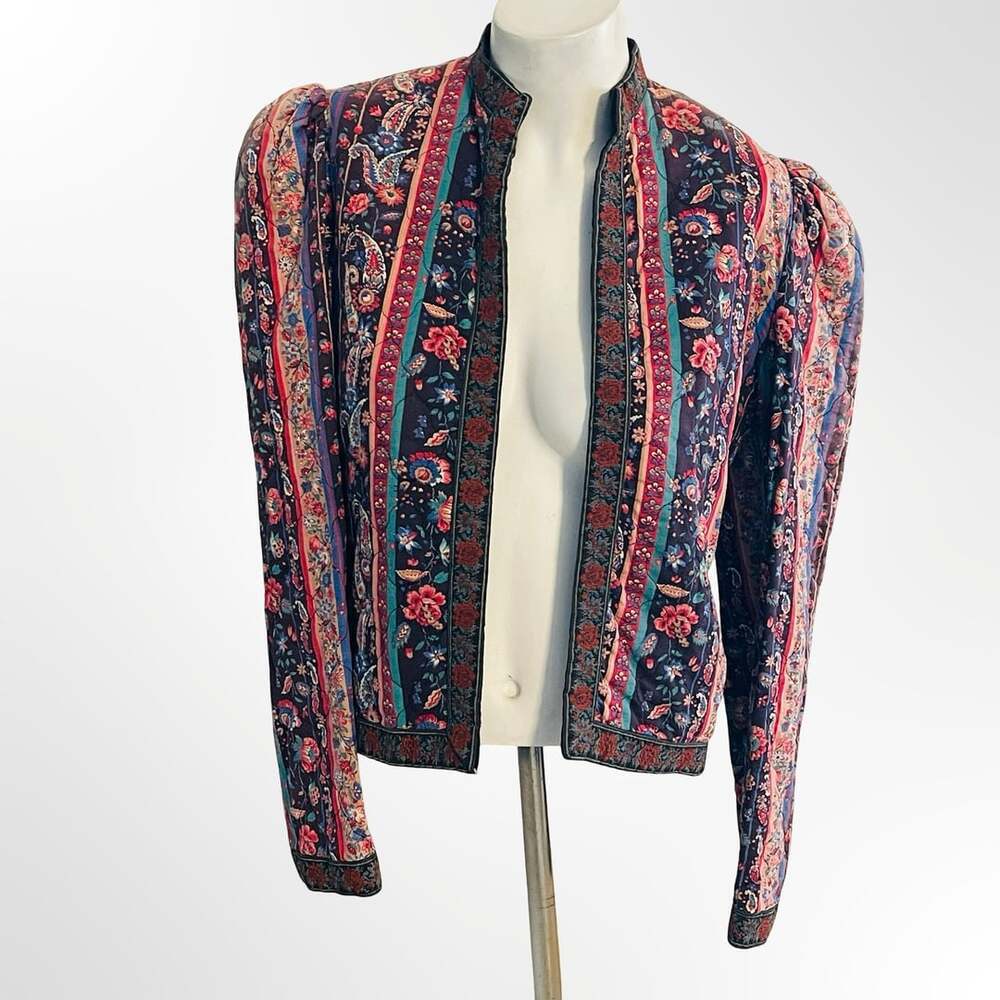Vintage Floral Quilted Open Front Jacket