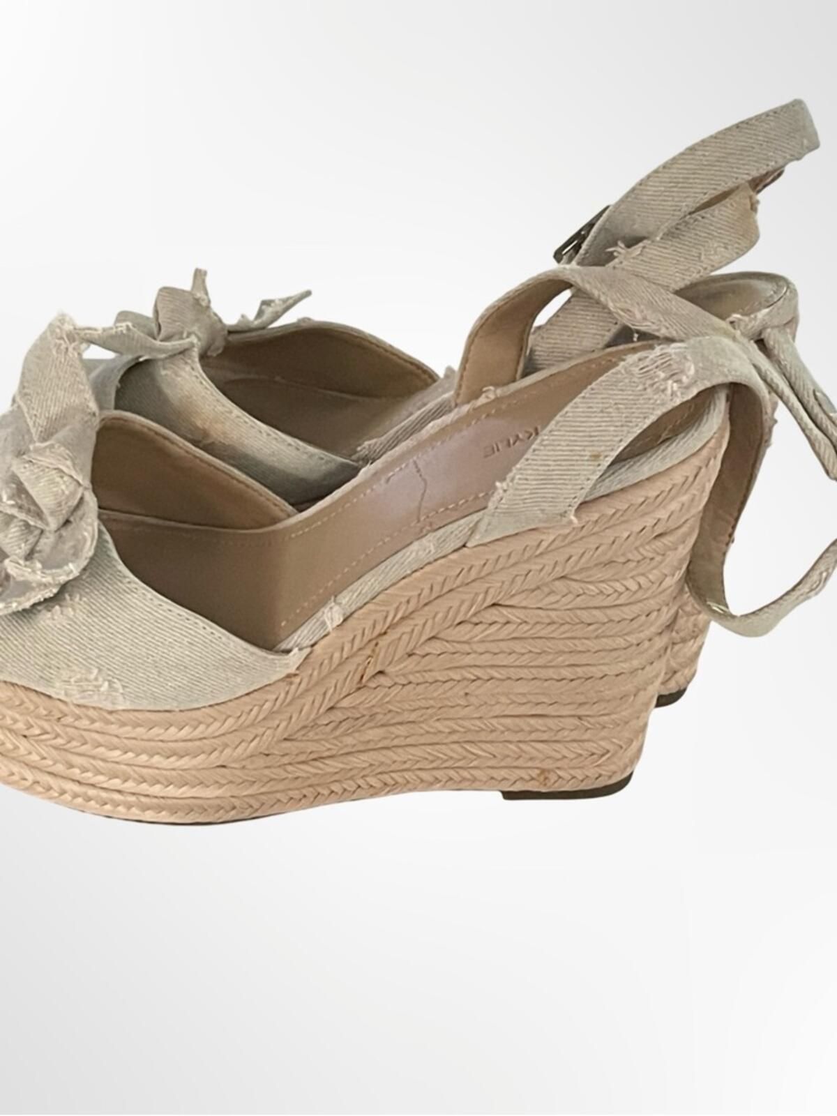 Kendall & Kylie Beige Canvas Bow Espadrille Sandals in 8.5