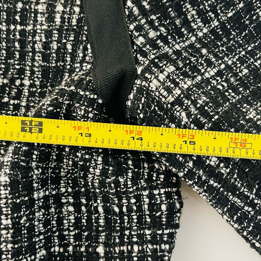 H&M Black and White Tweed Textured Jacket with Decorative Embellishments