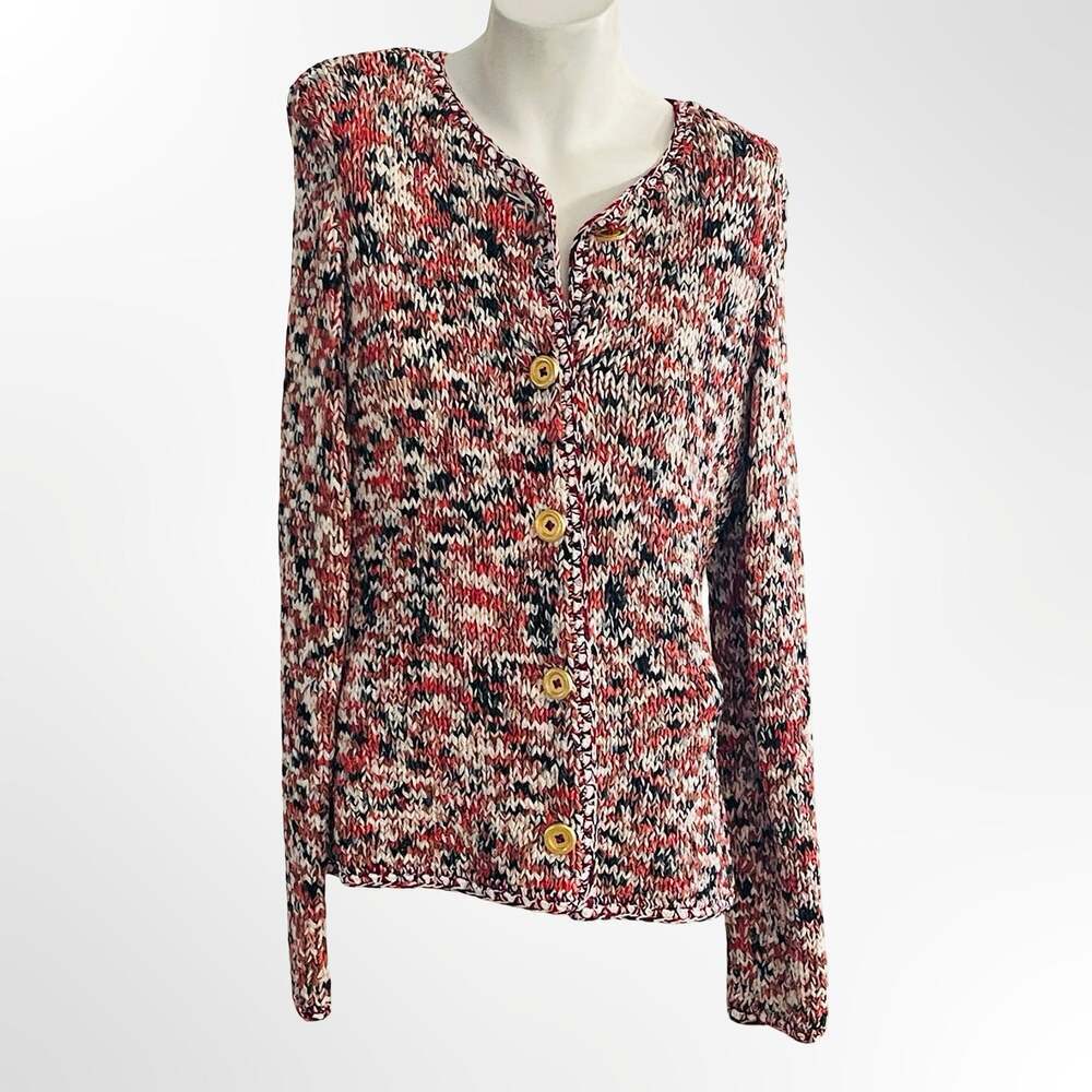 Dunollie Looms Multi-Color Knit Button Cardigan
