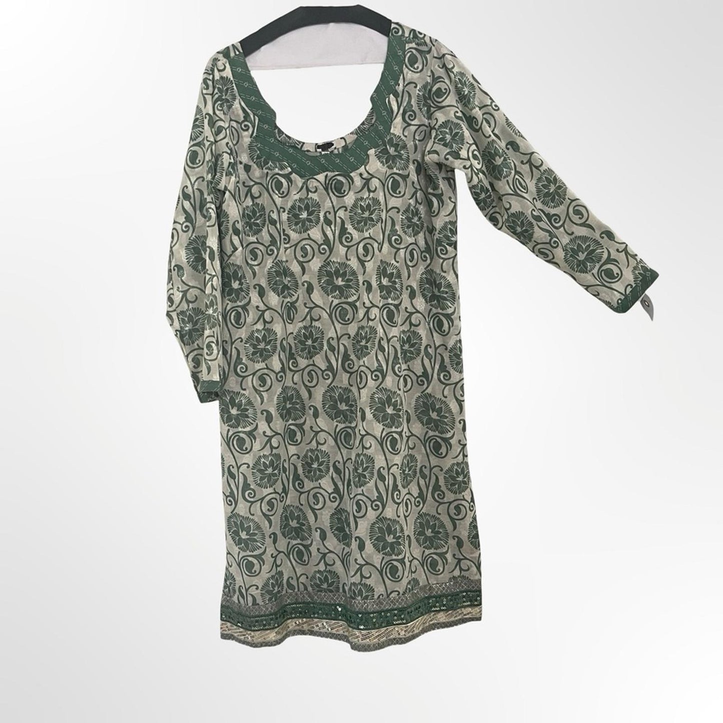 Women's Green Floral Tunic Dress In size Large to XL