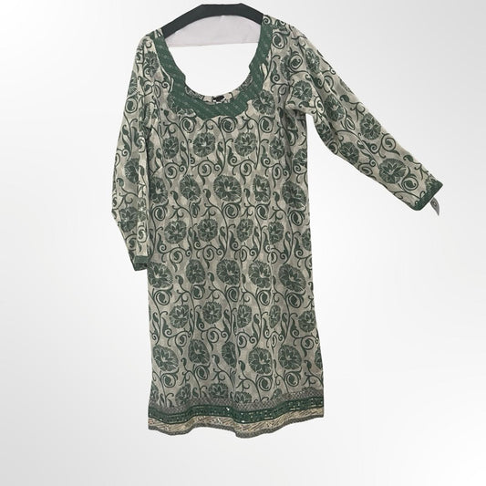 Women's Green Floral Tunic Dress In size Large to XL