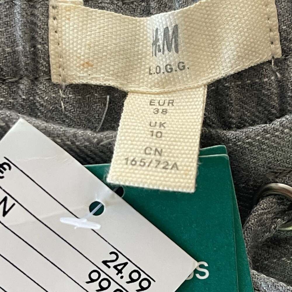 H&M L.O.G.G. Gray Pinstripe Elastic Waist Drawstring Casual Trousers