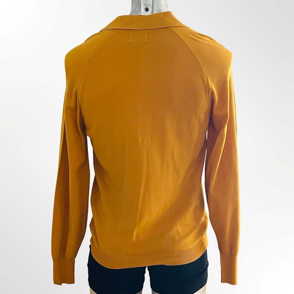 Vintage Puritan Ban-Lon Full Fashioned Knit Polo Sweater Mustard Men's Medium