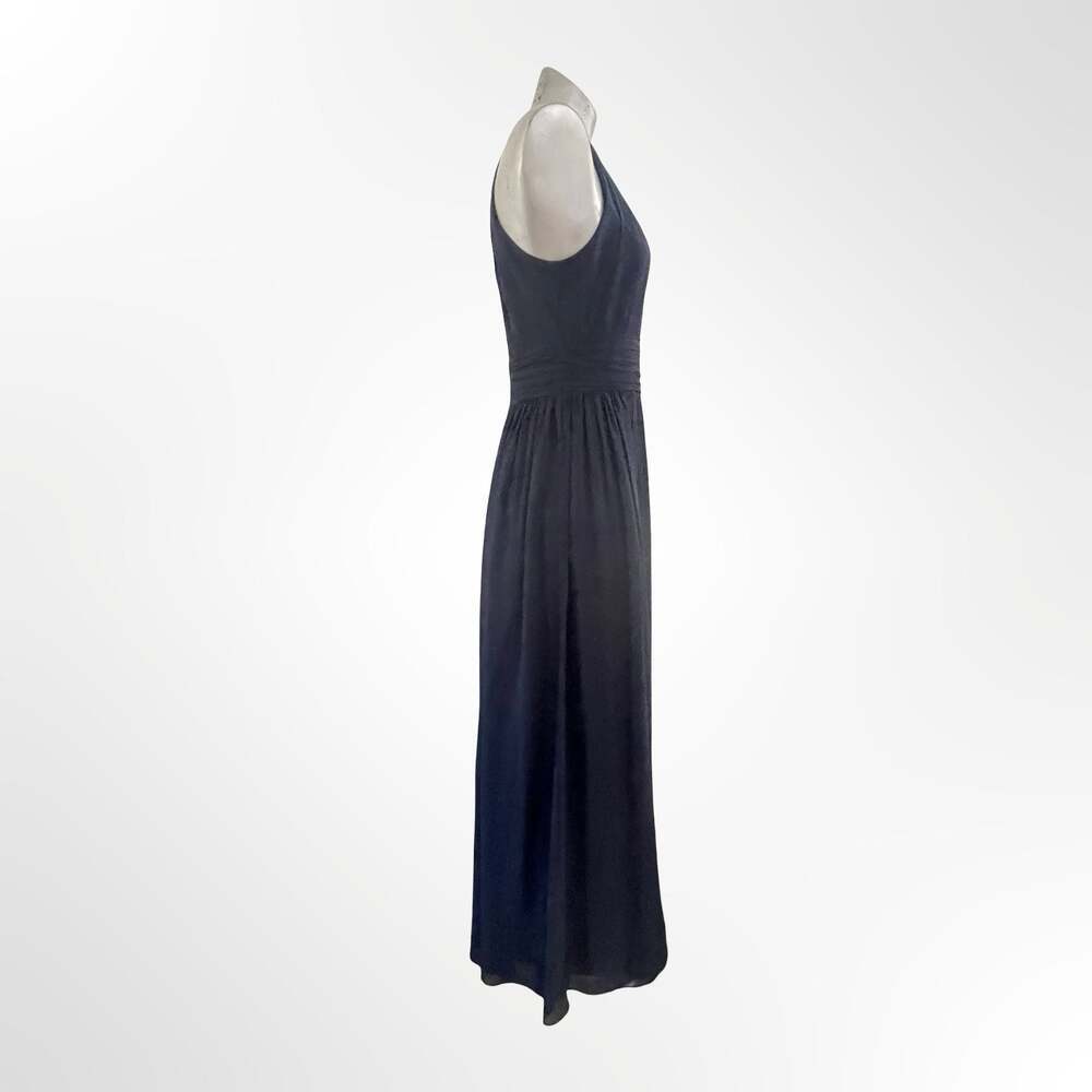 Bill Levkoff Navy Blue Chiffon Halter Bridesmaid Dress Size 8