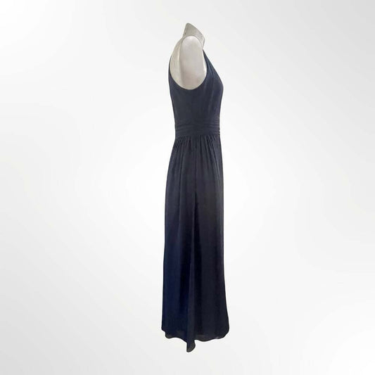 Bill Levkoff Navy Blue Chiffon Halter Bridesmaid Dress Size 8