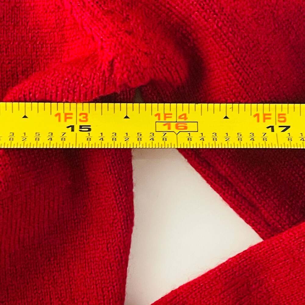 Red Crew Neck Long Sleeve Button Front Knit Cardigan Sweater