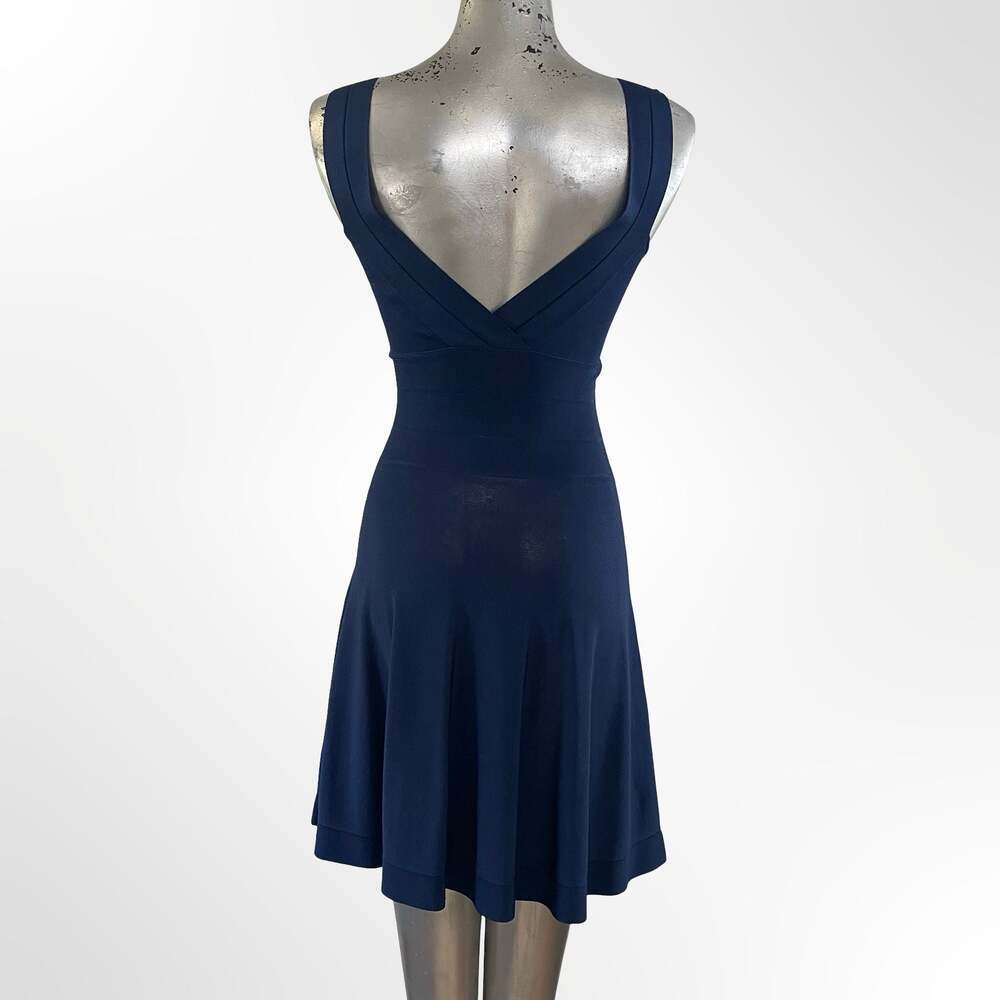 Armani Exchange Navy Blue Sleeveless Bandage Fit and Flare Dress