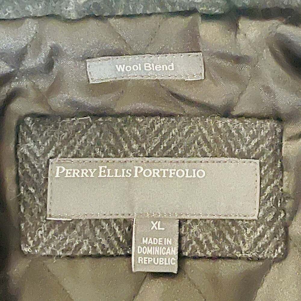 Perry Ellis Portfolio Men's Charcoal Grey Wool Blend Quilted Lined Car Coat XL
