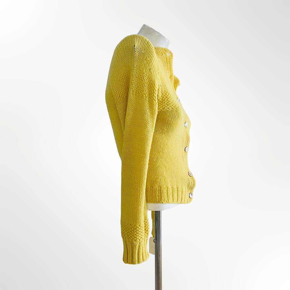 Vintage Hand Made Yellow Button-Up Cardigan Sweater
