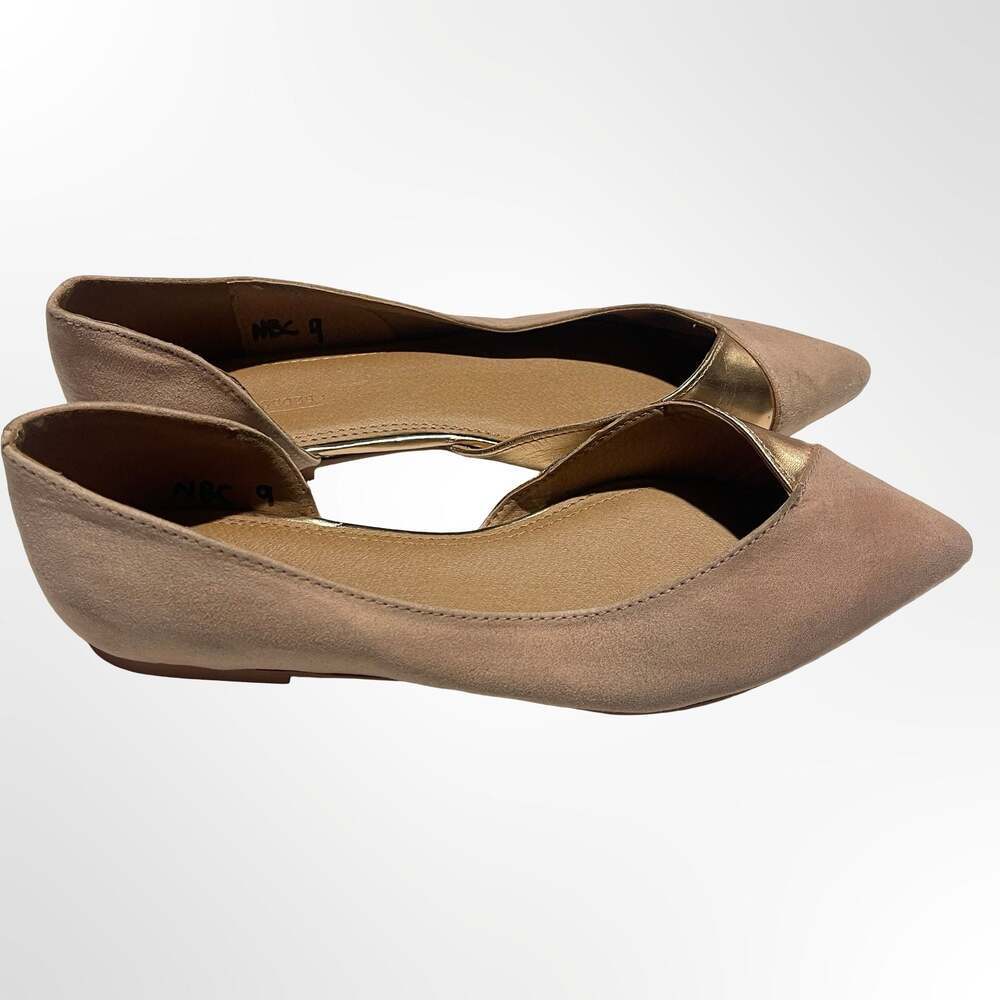 ASOS Shoes Beige Suede and Gold Pointed Toe D'Orsay Flats