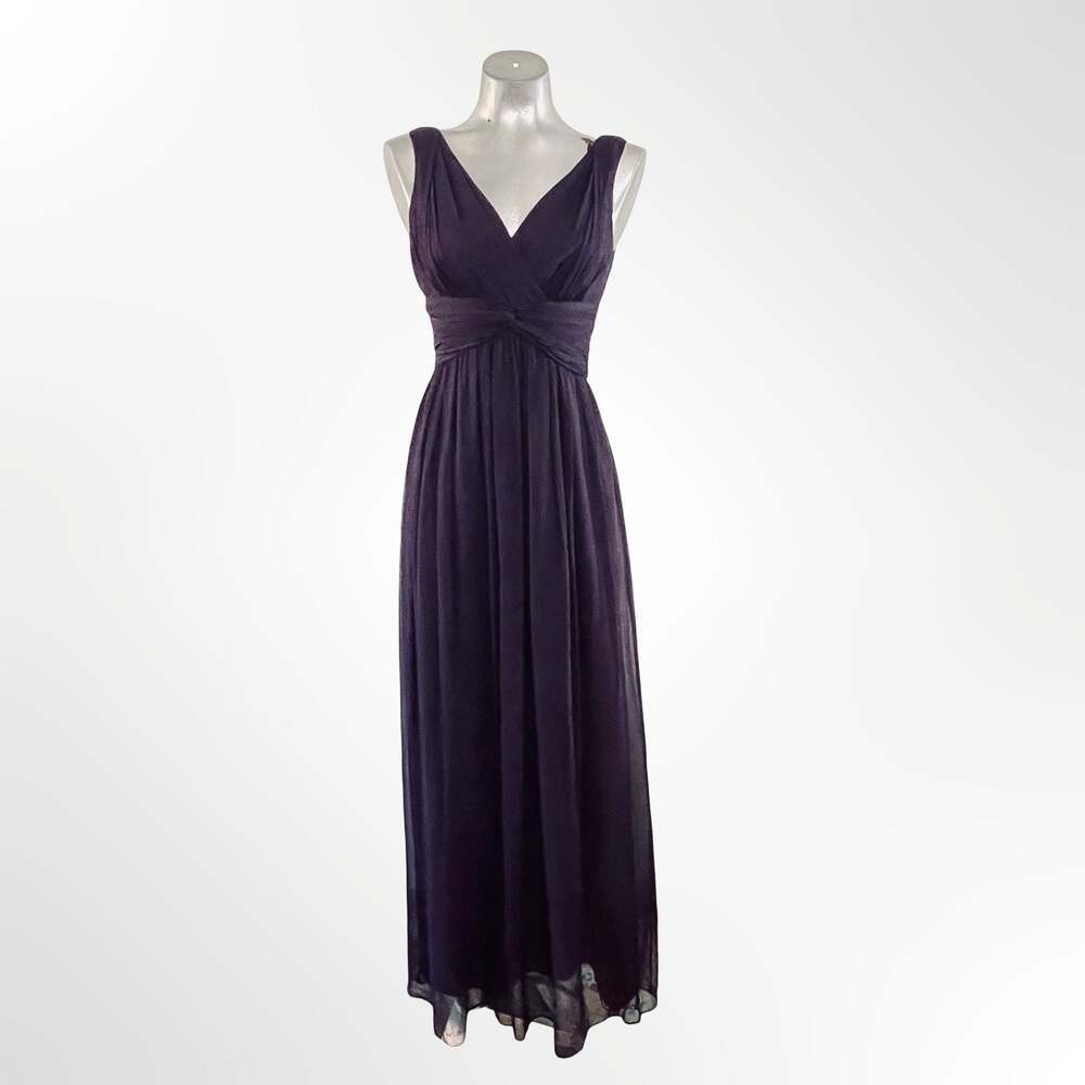 Donna Morgan Julie Long V-Neck Chiffon Bridesmaid Dress