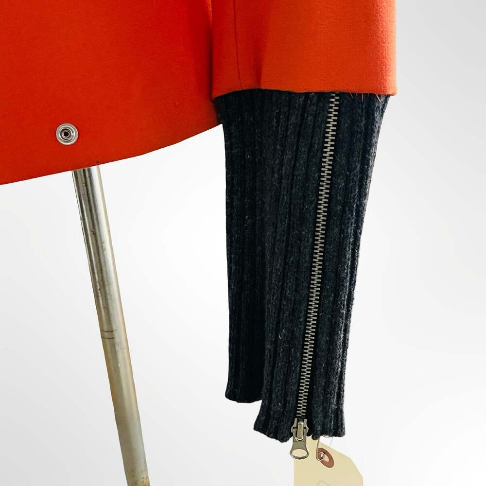 Mexx Orange Wool-Blend Blazer Jacket with Contrast Knit Ribbed Sleeves