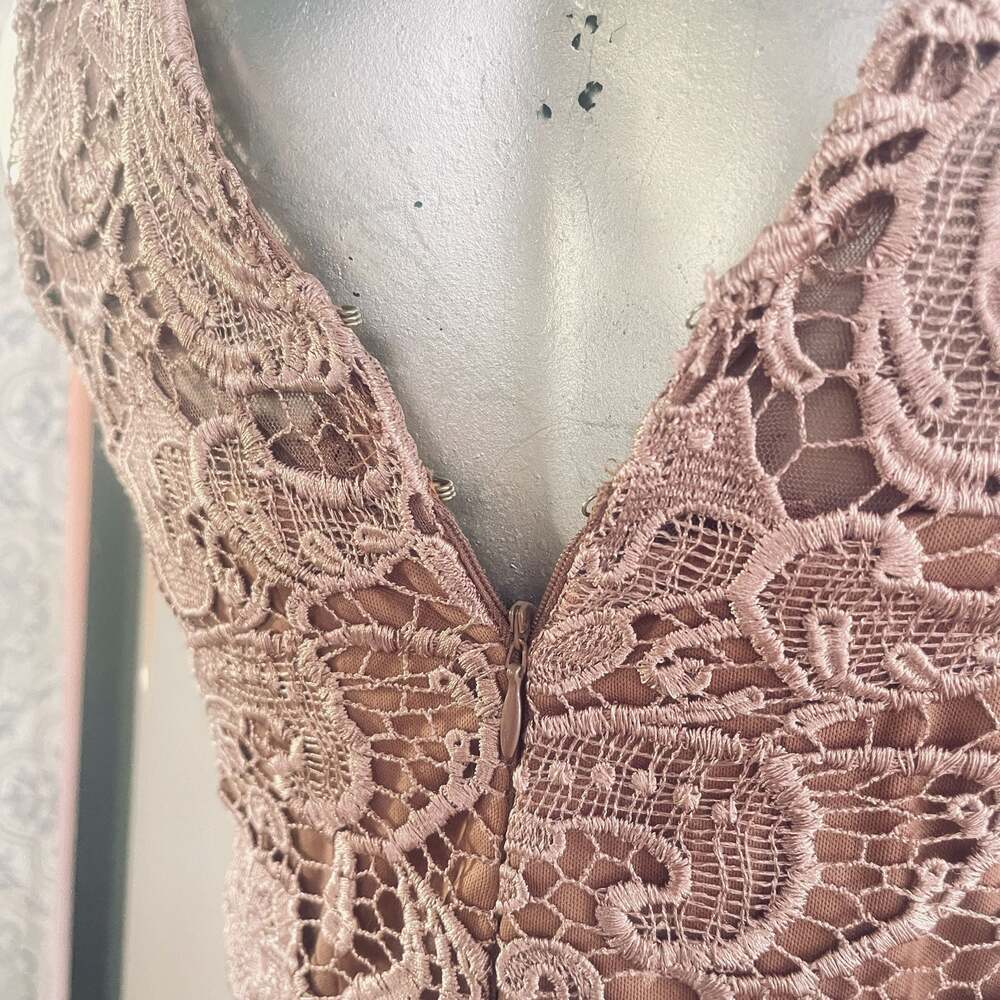 Eureka Fashion 7025 Dusty Rose Embroidered Lace Bodice Chiffon A-line Gown