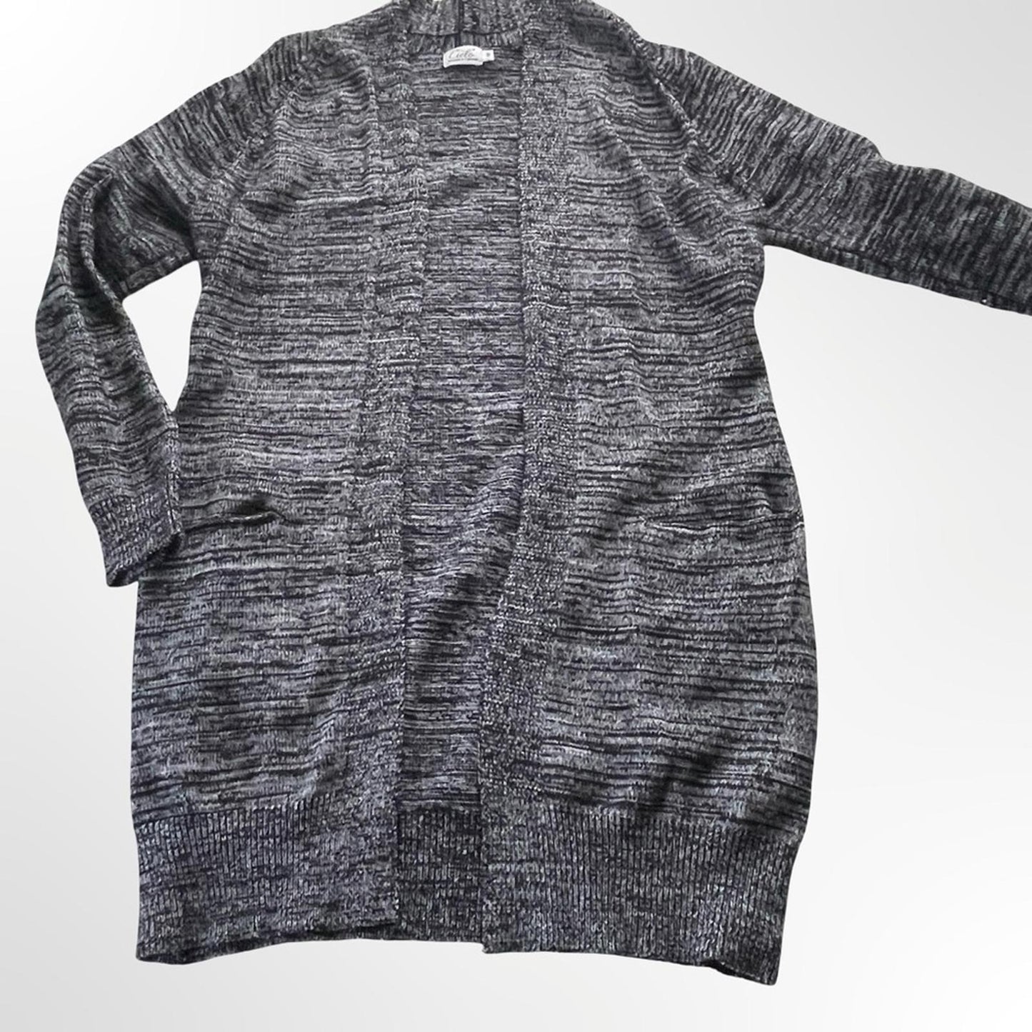 Cielo Charcoal Open-Front Cardigan in Medium size