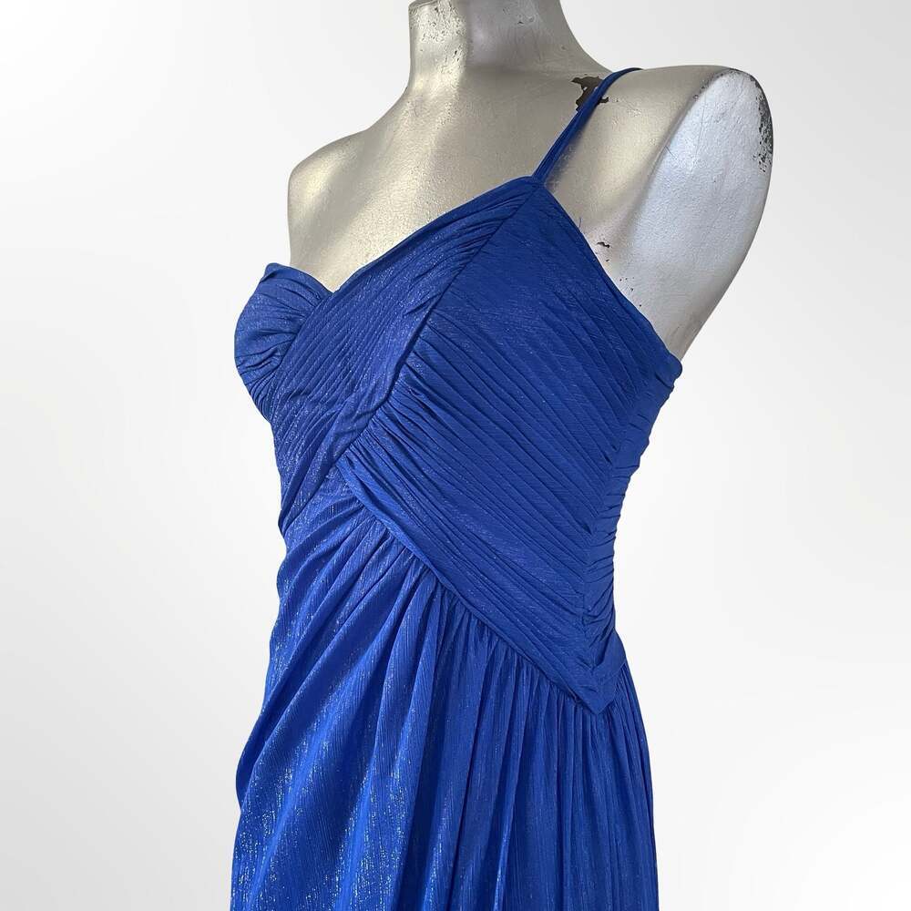 Aqua Women's Royal Blue Shimmering Ruched One-Shoulder Formal Gown