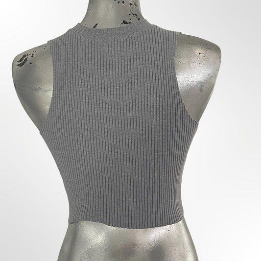 Topshop Gray Ribbed Cropped Tank in size 6