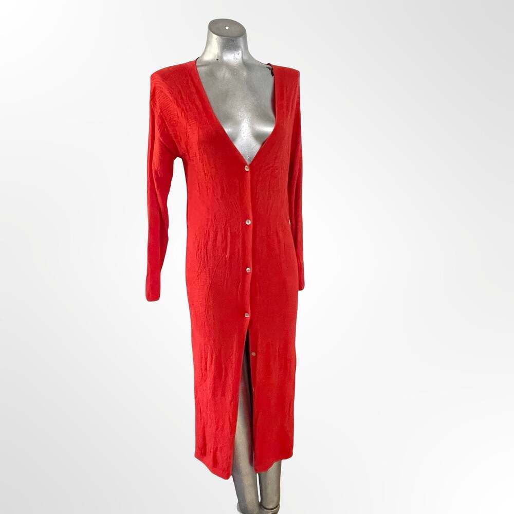 MNG Ribbed Viscose Button-Front Midi Dress