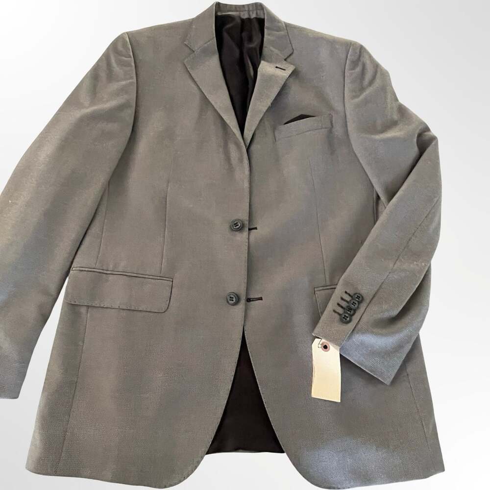 Perry Ellis Men's Grey Micro-Texture Two-Button Sport Coat Blazer
