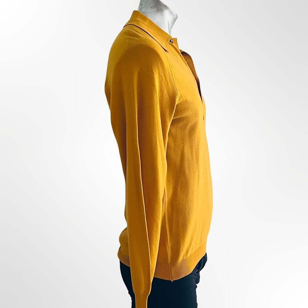 Vintage Puritan Ban-Lon Full Fashioned Knit Polo Sweater Mustard Men's Medium