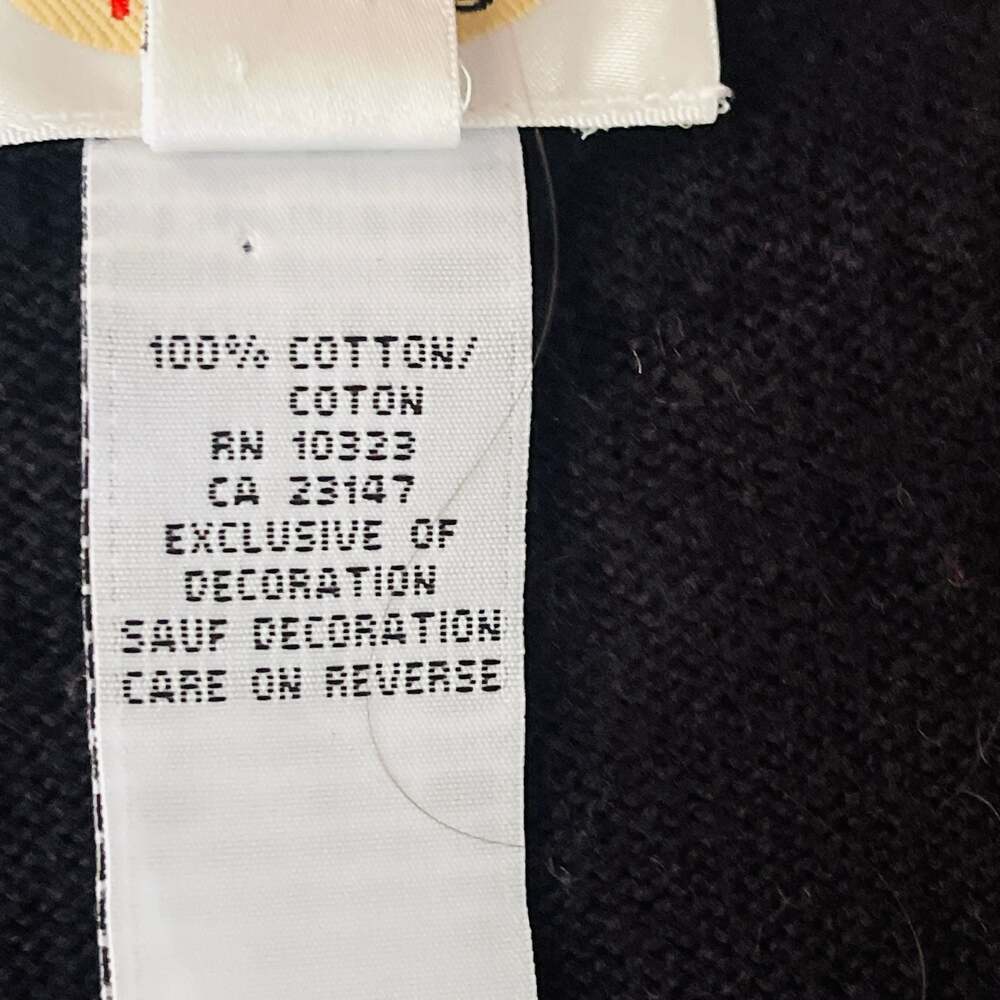 Talbots Black 100% Cotton Cardigan Sweater with Sequin and Bead Trim