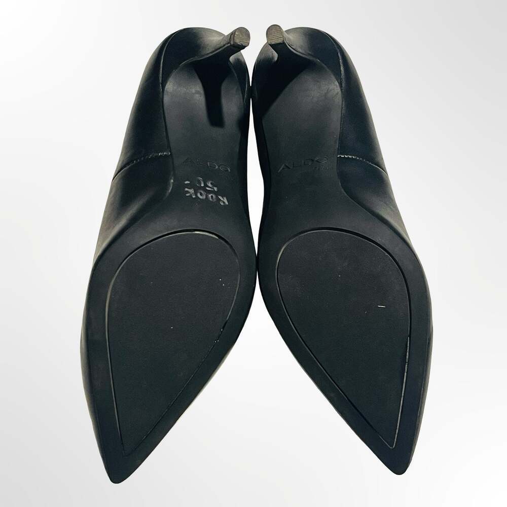 ALDO Black Leather Pointed-Toe Stiletto Pumps