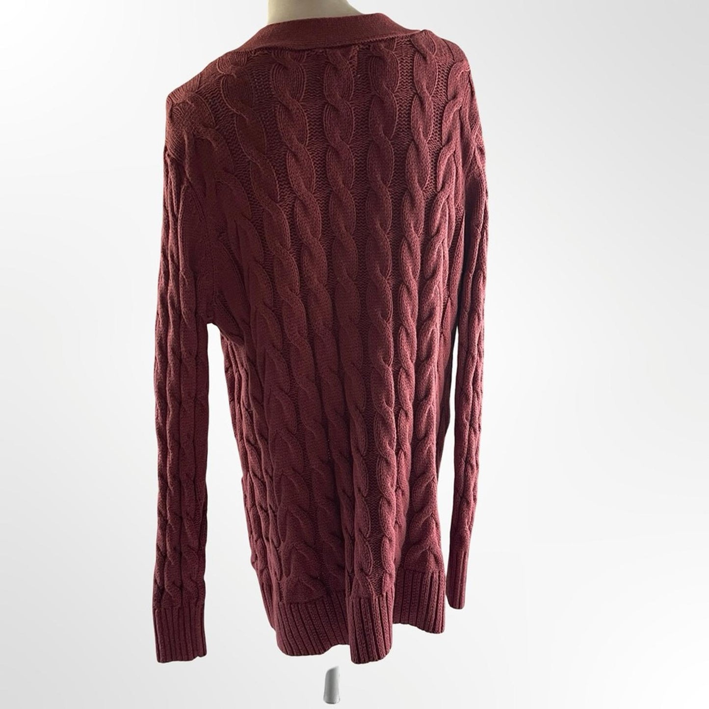 St. John's Bay Textured Knit Cardigan in Deep Red in size S