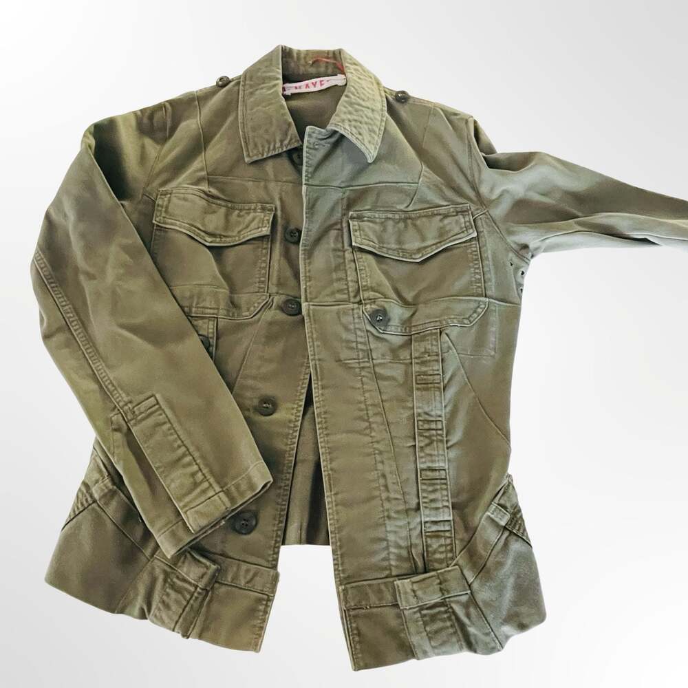 MAYER Women's Olive Green Military Style Button-Down Utility Jacket