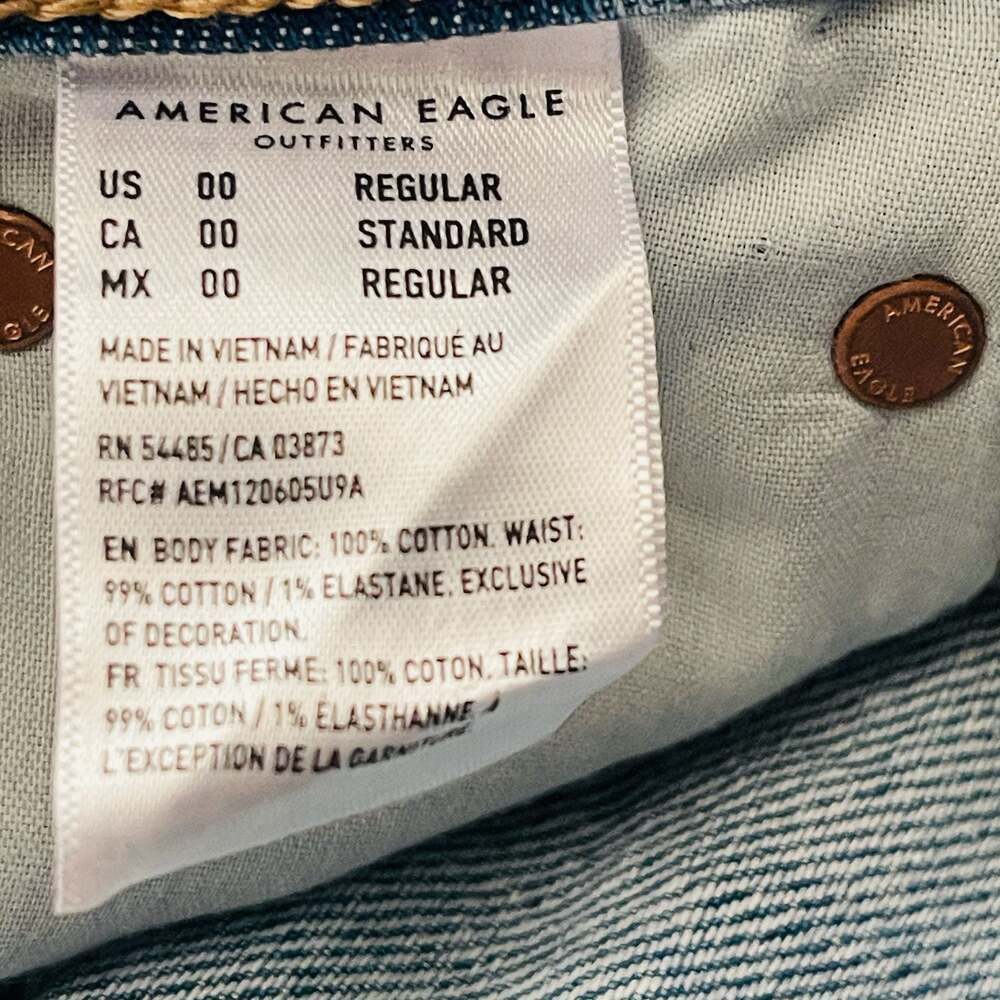 American Eagle High-Rise Distressed Denim Mini Skirt Size 00