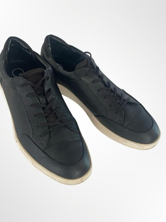 Calvin Klein Men's Black Low-Top Leather Sneakers in size 10