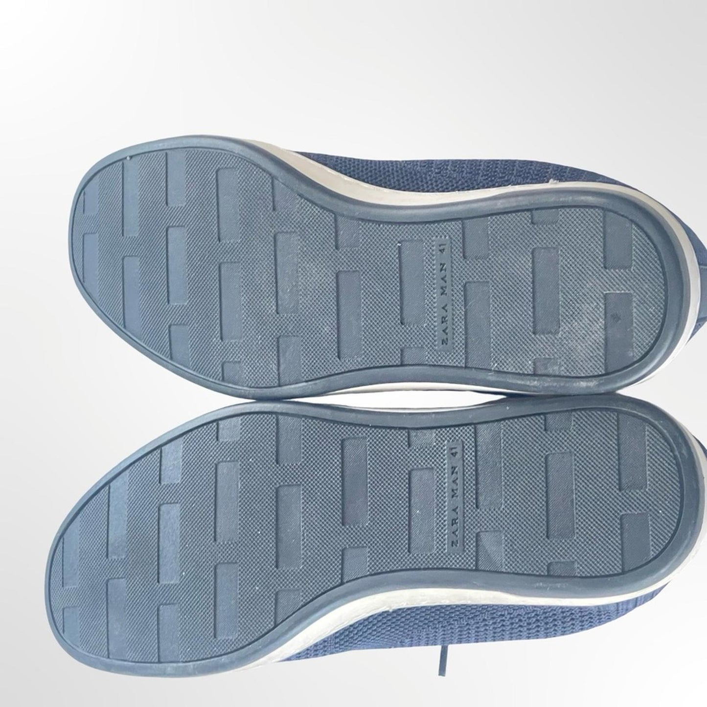 Zara Men Navy Knit Lace-Up Casual Sneakers