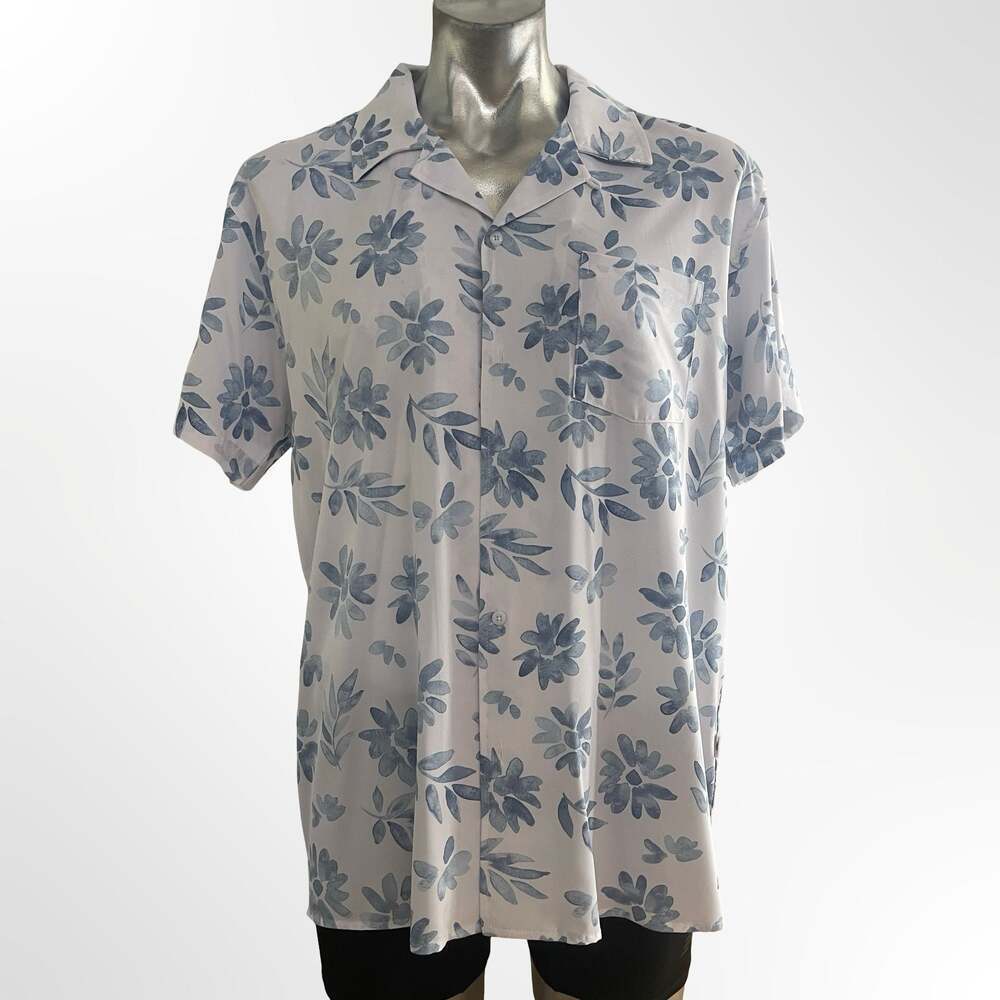 Vintage Summer Men's Short Sleeve Floral Print Camp Shirt