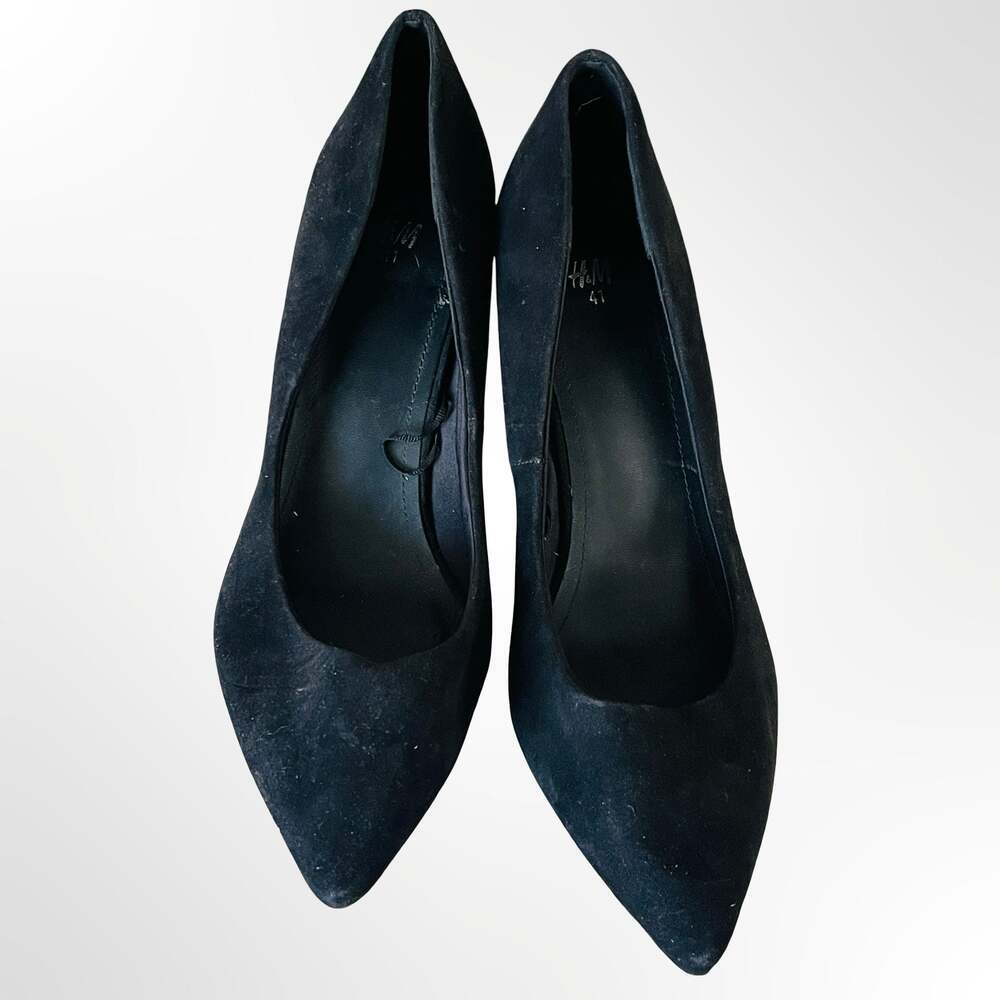H&M Black Suede Pointed Toe Stiletto Pumps