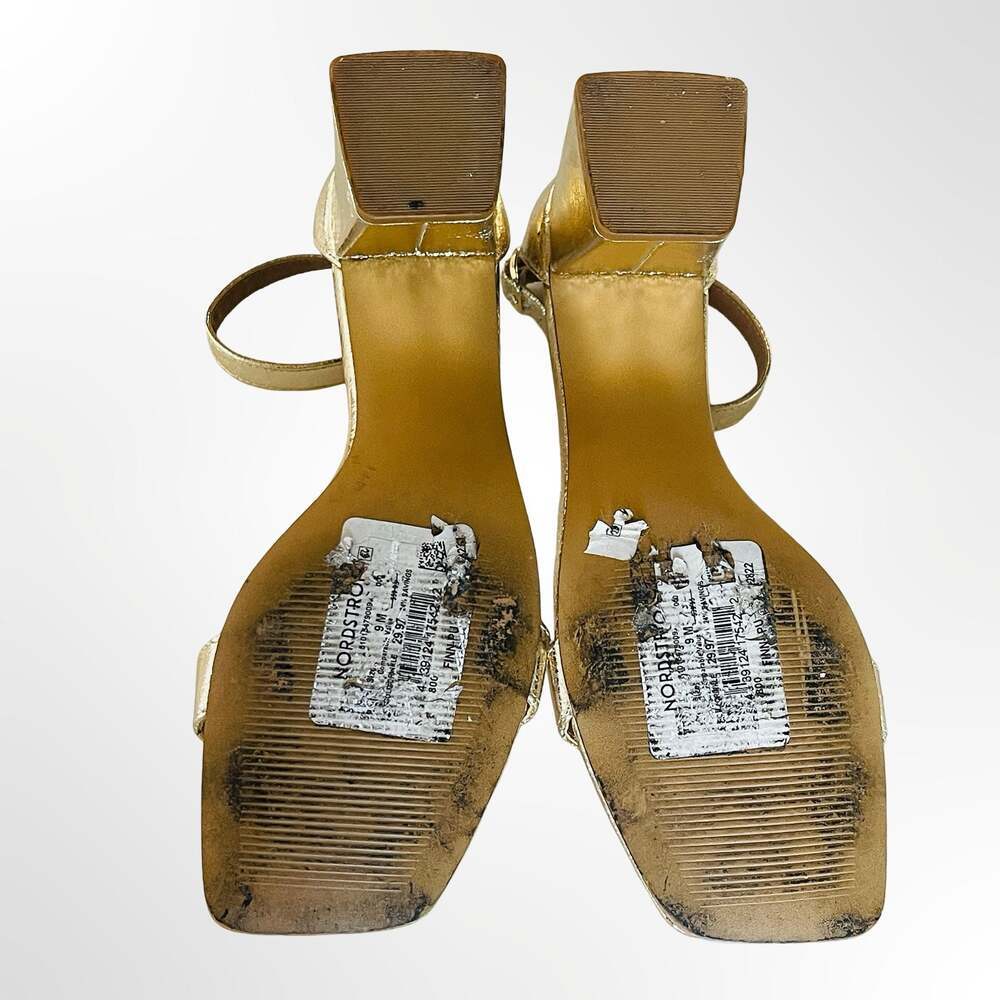 Abound Finn Metallic Gold Block Heel Ankle Strap Sandals