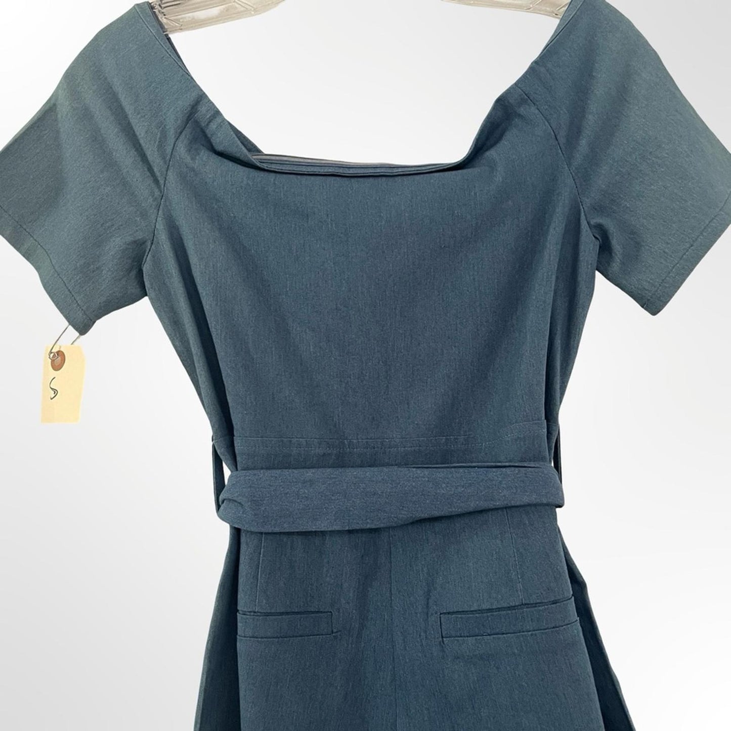 essue Short-Sleeve Wide-Leg Belted Jumpsuit with Front Zip
