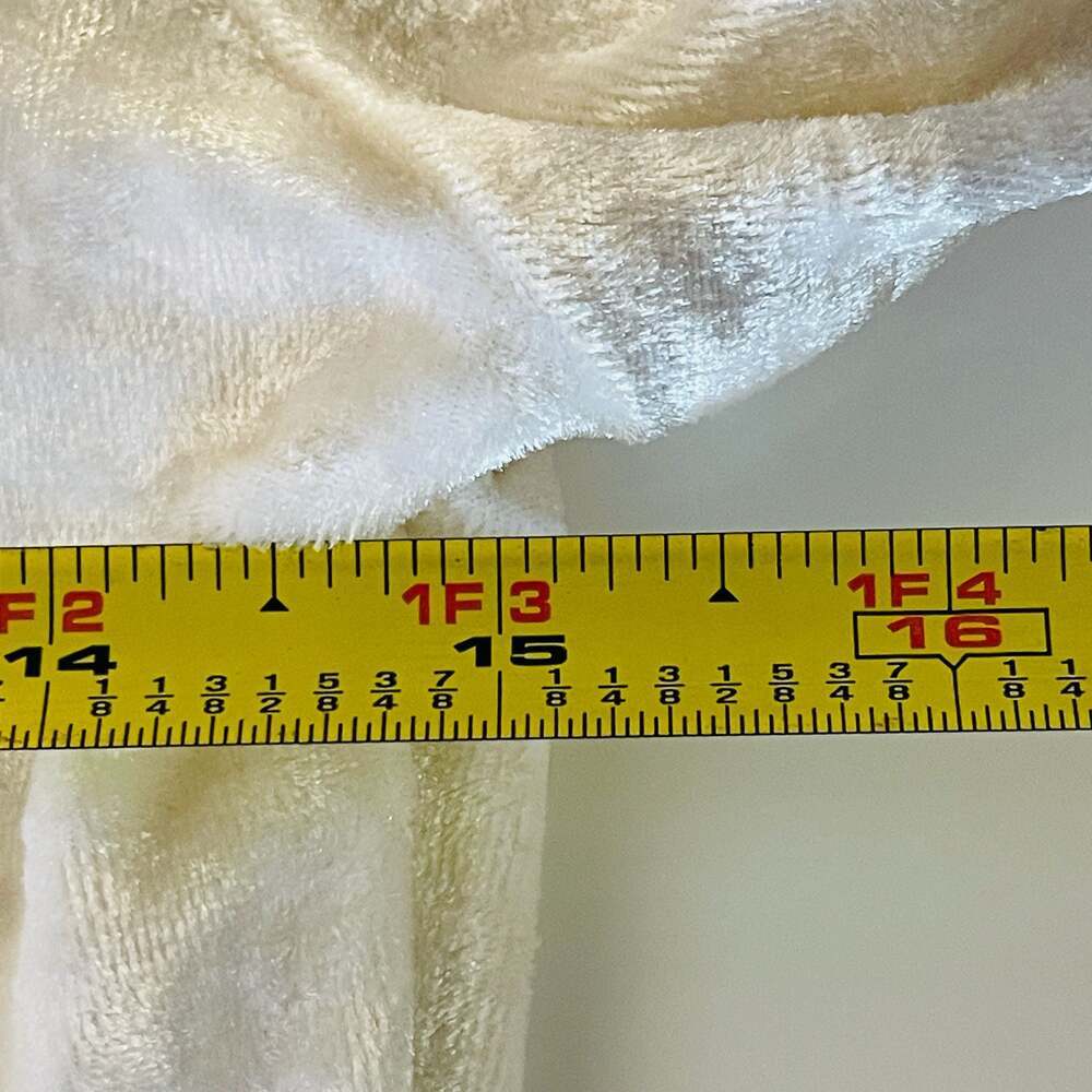 Vintage Style Cream Crushed Velvet Turtleneck Long Sleeve Ruffle Cuff Top