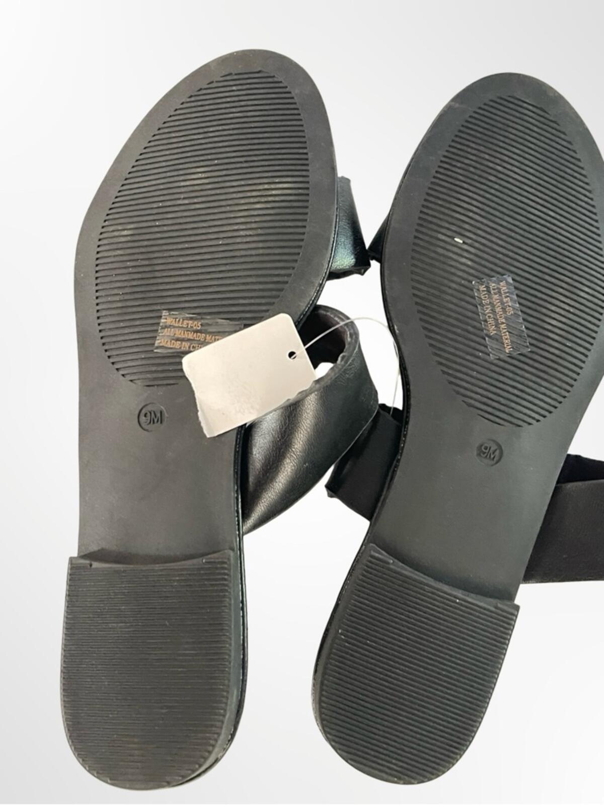 Rouge Helium Black Double Band Slide Sandals for Women NWT