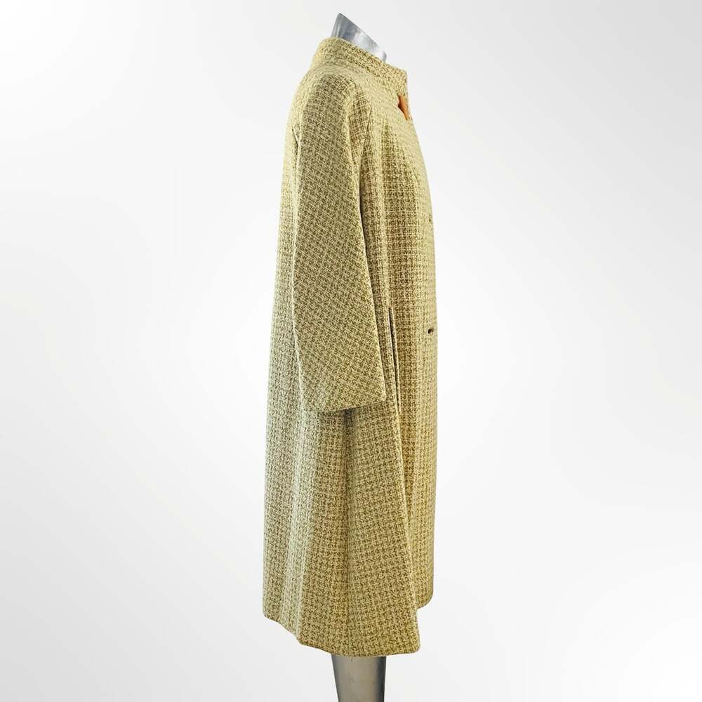 Franklin Simon Vintage 1950s Green Houndstooth Tweed Coat with Monogram