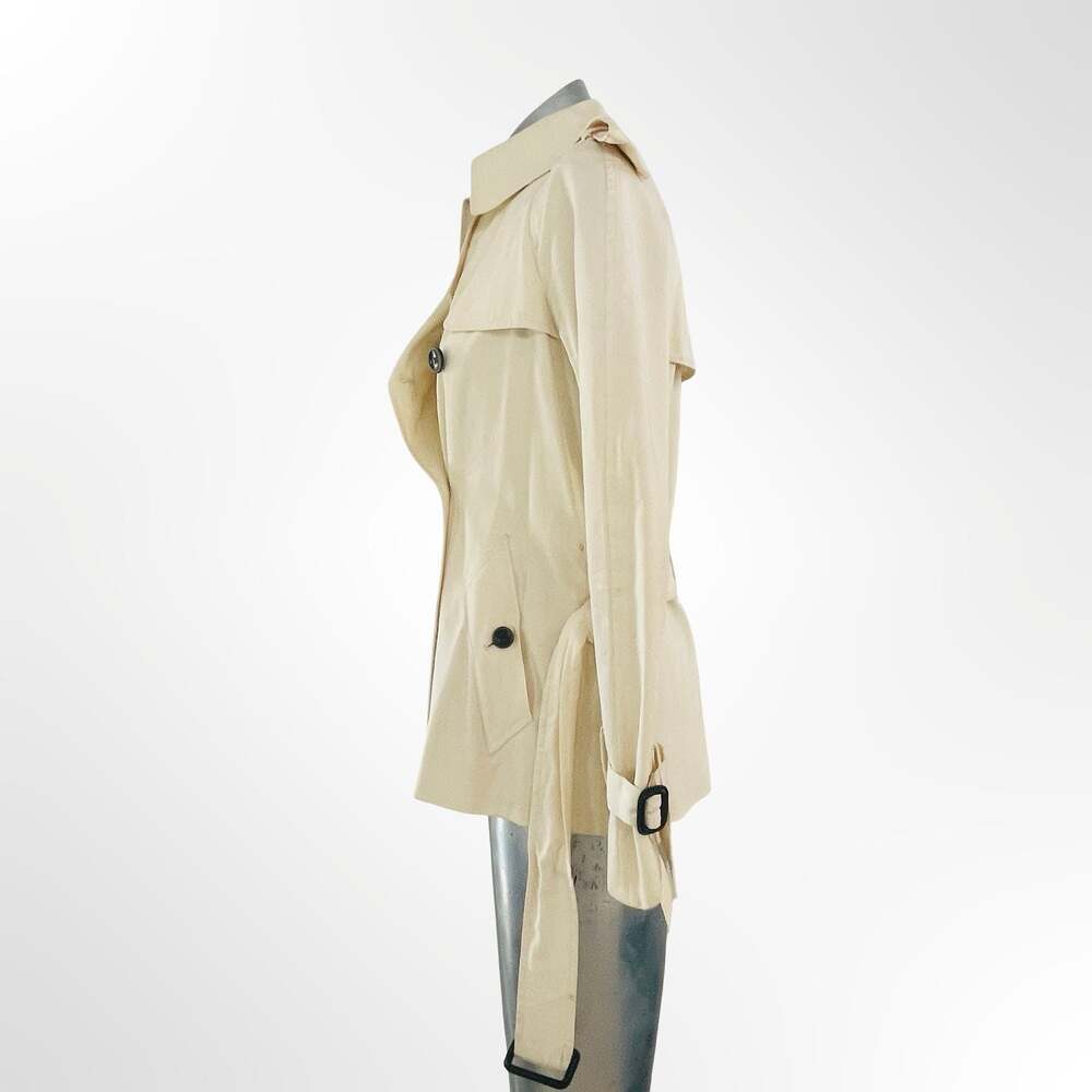 A Litl Betr Rogan Double Breasted Belted Short Trench Coat