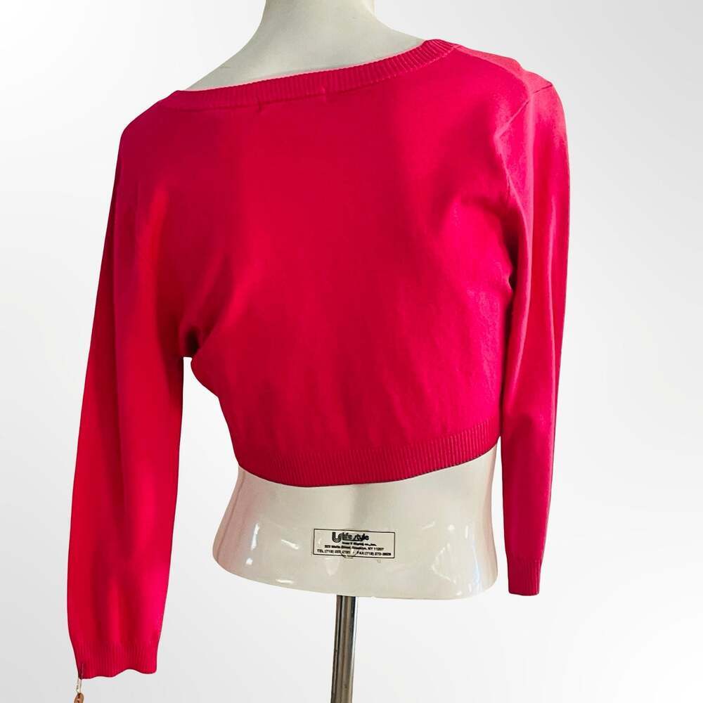 Vintage I.e. Hot Pink Cropped V-Neck Button-Up Cardigan Sweater